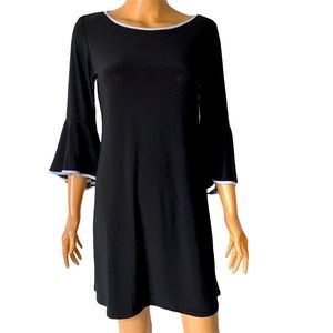 Roz & Ali white trim bell sleeve dress Size M